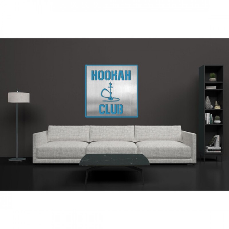 Hookah Club Edelstahl Schild mit LED Beleuchtung